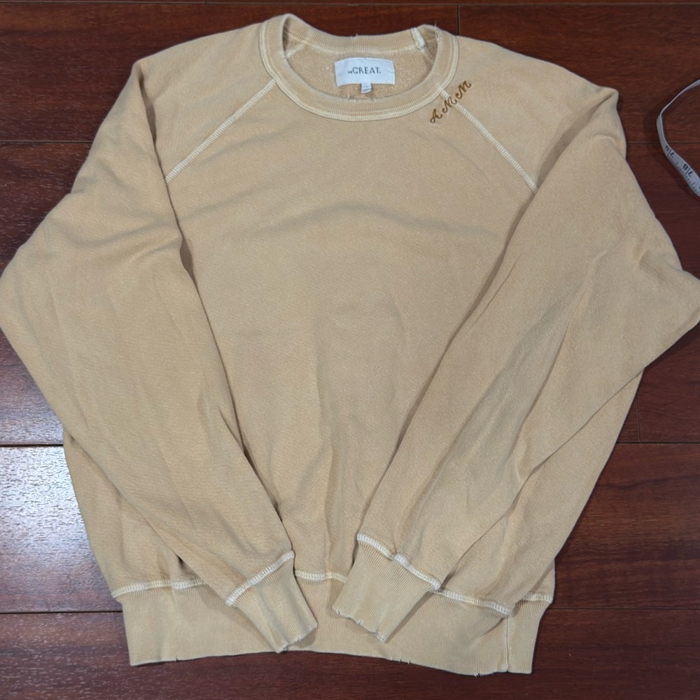 THE GREAT. Tan Crewneck Sweater